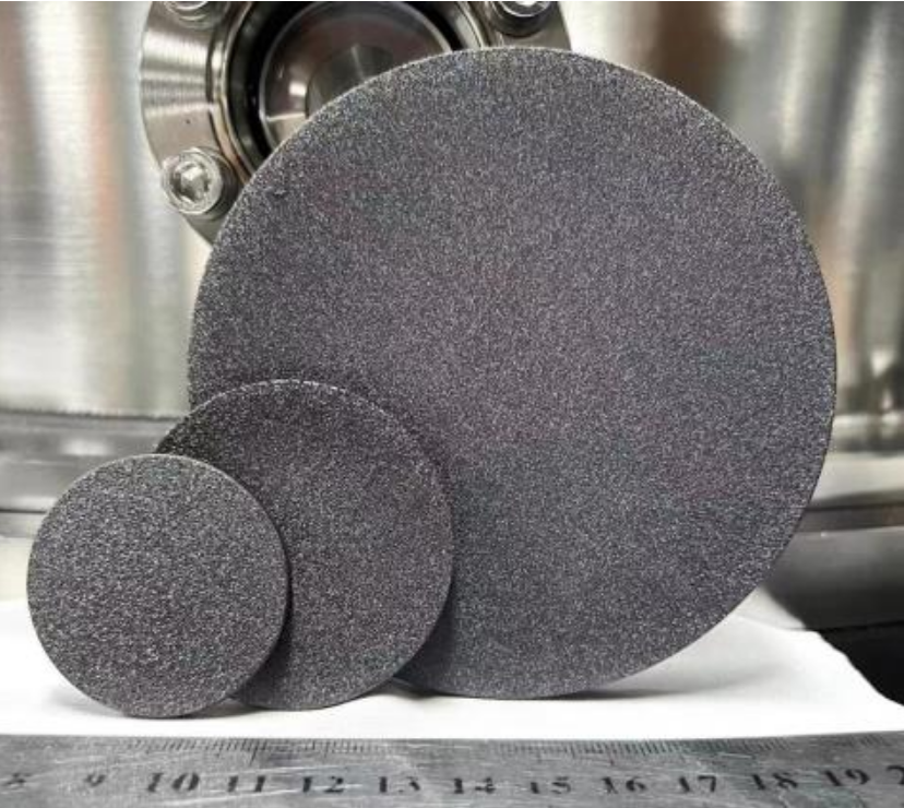 Supplier sample photograph of polycrystalline CVD diamond wafers in several diameters